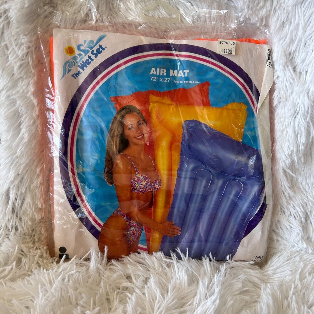 The Wet Set Air Mat VINTAGE Pool Float Lounger‎ Deadstock Orange Inflatable